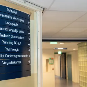 De overzichtelijke en toegankelijke interne bewegwijzering bij ViVa! Zorggroep, die cliënten en medewerkers helpt hun weg te vinden.